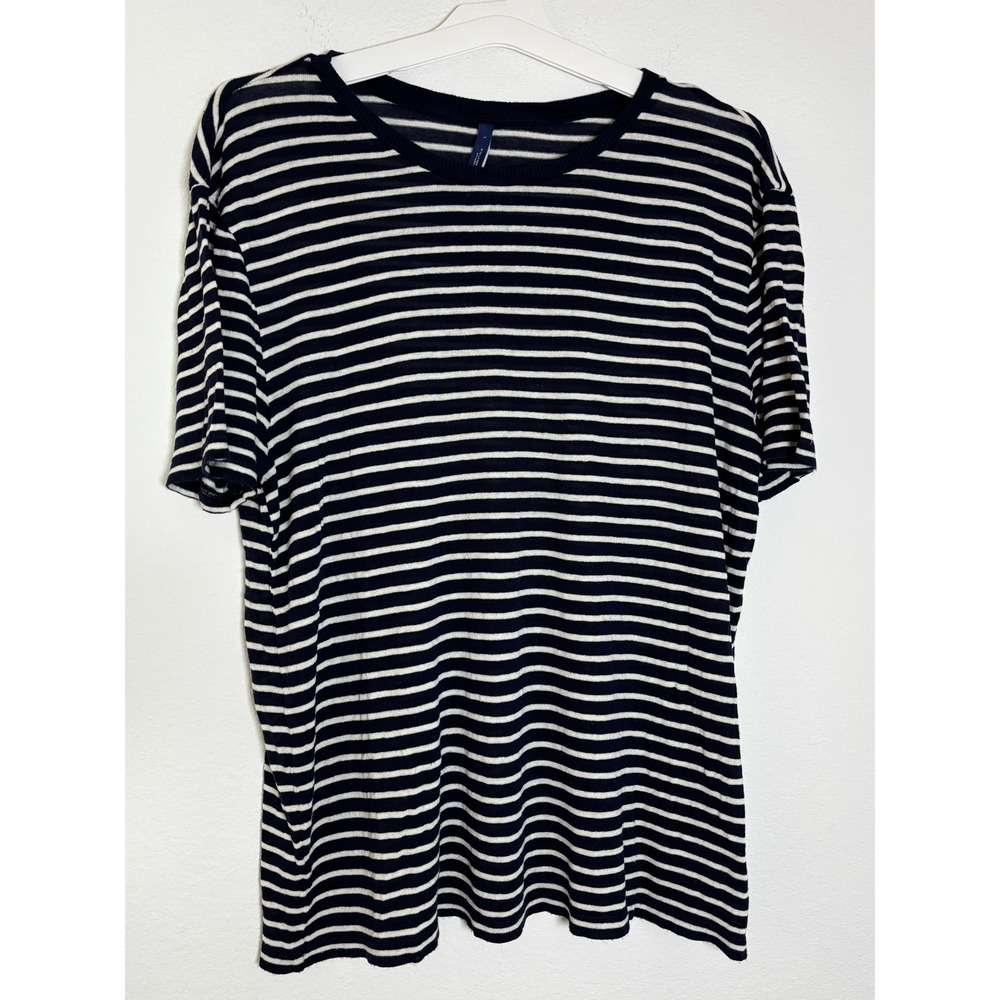 Yargici Premium Essentials Navy Blue White Striped Short Sleeve T-Shirt Large‎
